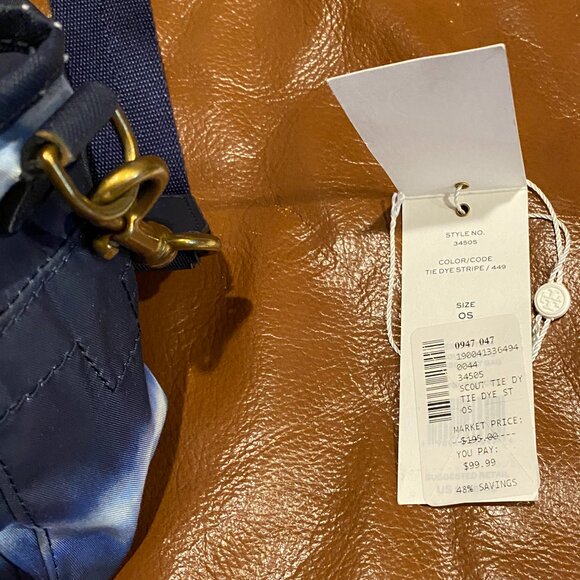 Tory Burch Nylon Tie-Dye Crossbody Bag Blue/White "Scout" - Picture 10 of 11